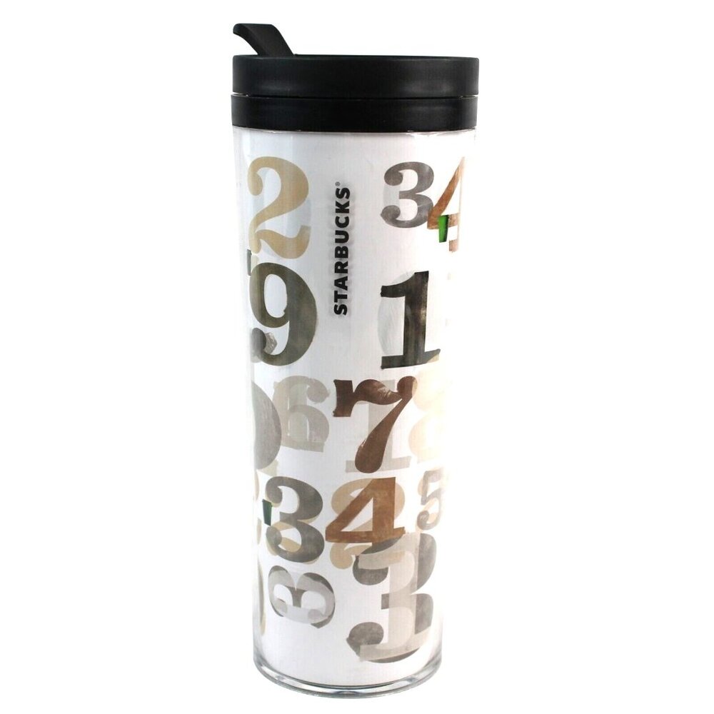 Starbucks Travel Tumbler Numbers 2011 Coffee Cup Mug Locking Lid 16 oz  BPA free